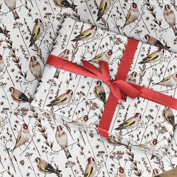 Bird wrapping paper, bird lovers gift wrap a bird feeder, Goldfinch bird ornithology paper, blue tit wrapping paper, bird gift wrap 5