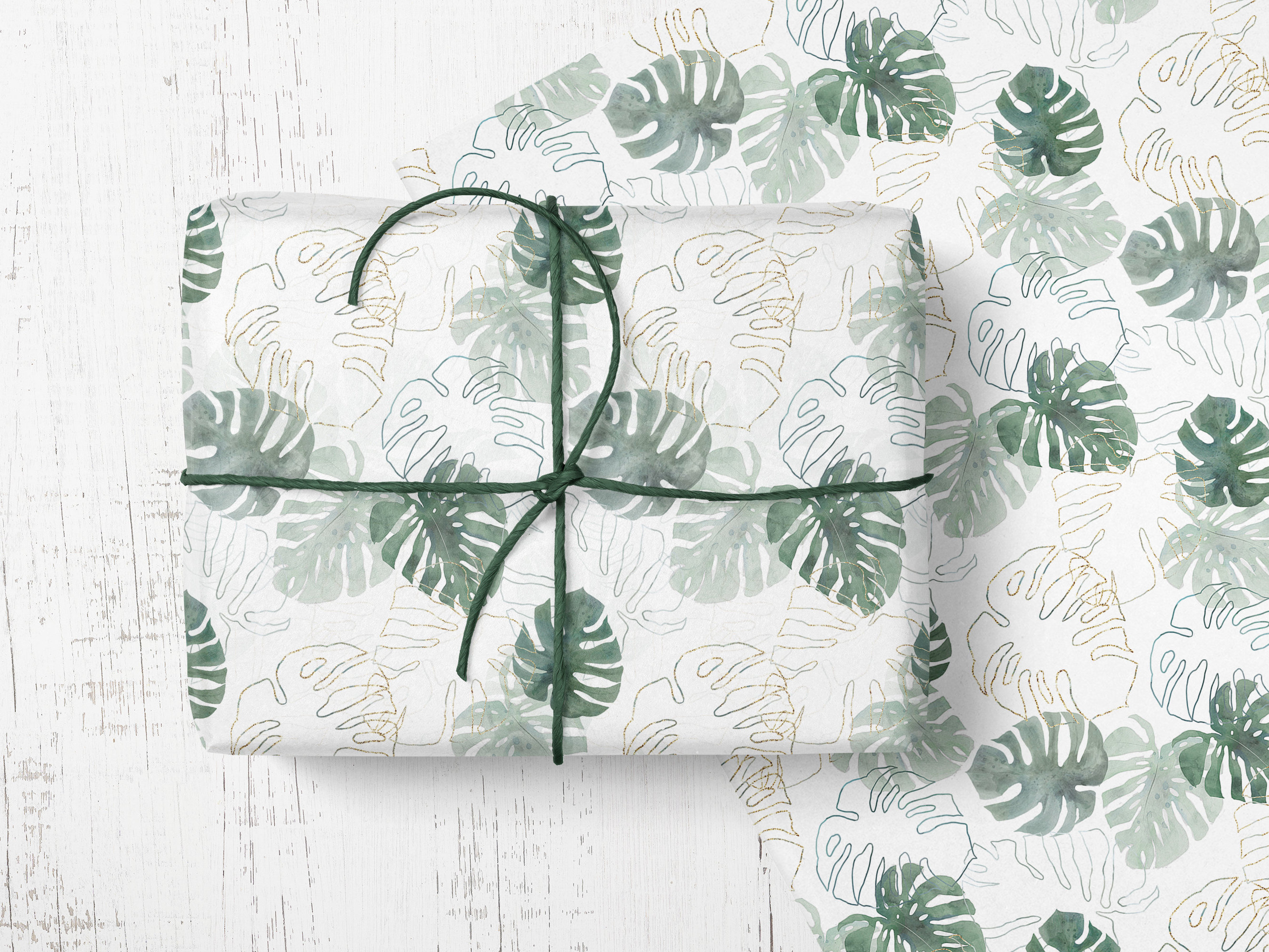 Full Roll Sage Green Neutral Wrapping Paper 2 Size Gloss Gift Wrap