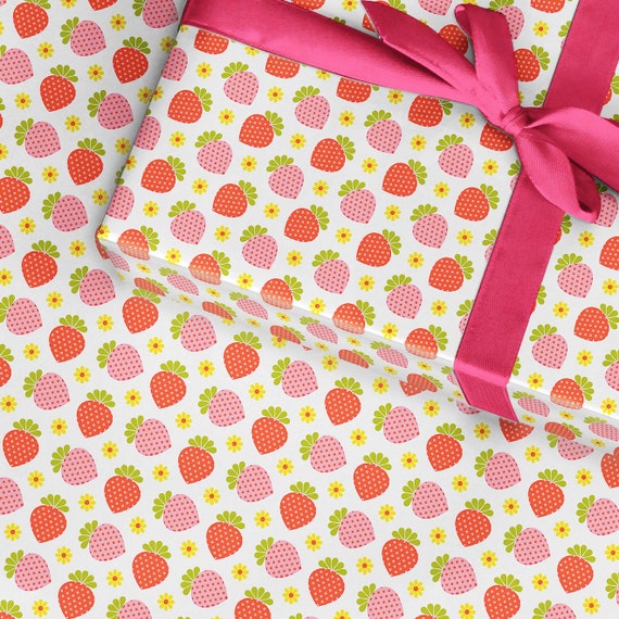 Strawberry Gift Wrap Strawberry Wrapping Paper, Strawberry