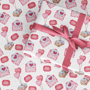 Rollo de papel de regalo para el día de San Valentín, diseño de carta de amor divertido y lindo, papel de regalo de San Valentín para esposa, esposo, novia, novio, amante, 14 de febrero