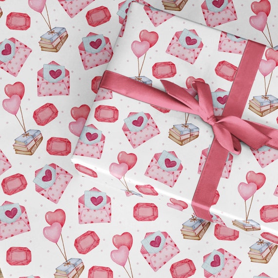 Valentine's Day Wrapping Paper Roll Cute Fun Love Letter 