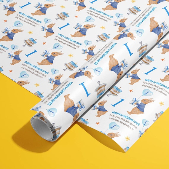 1st Birthday Wrapping Paper Roll, by the Meter Roll, Kids Wrapping