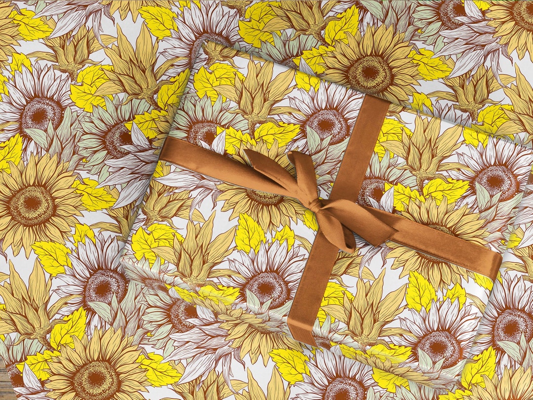 Sunflower Wrapping Paper Mothers Day Gift Floral Gift Wrap Etsy