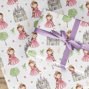 Papier cadeau princesse, emballage cadeau licorne de conte de fées, cadeau de fête d'anniversaire de petite fille, 1er 2e 3e 4e 5e 6e, joli pegacorn amusant et mignon
