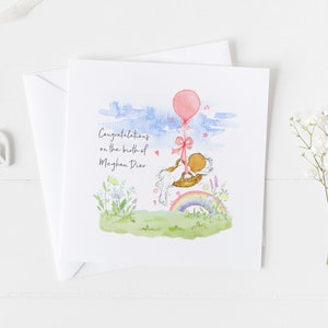 New Kids Baby Card, nueva tarjeta personalizada para nieta, tarjeta de bebé arco iris