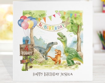 Any age Personalised Dinosaur Birthday Card