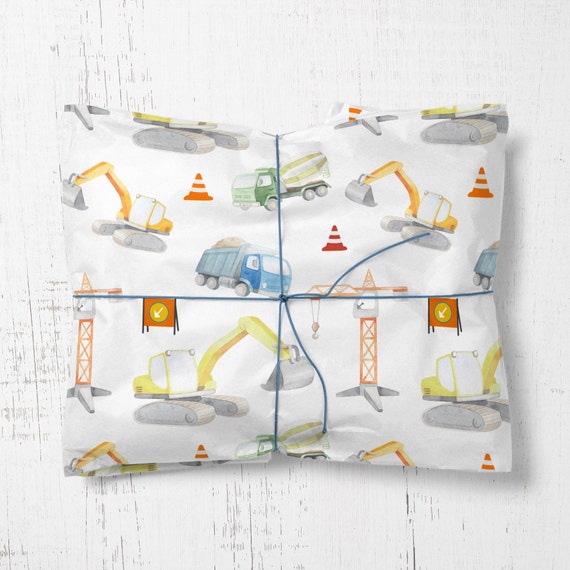 Builder Wrapping Paper, Construction Crane Digger Wrapping Paper, Any Age  Boys Mens Wrapping Paper, Digger Driver Crane Driver Birthday 