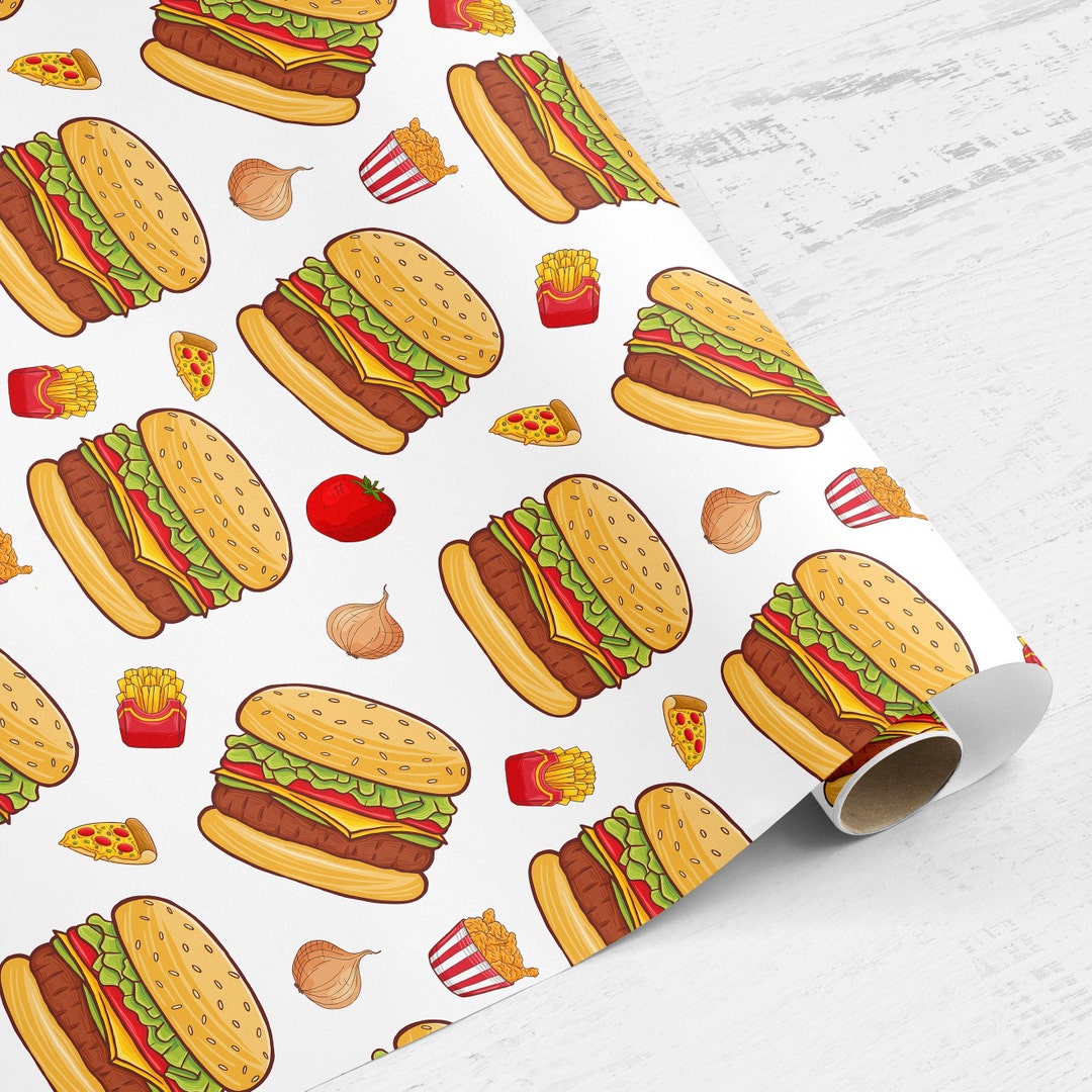 Wrapping Paper Roll Burger Fast Food Wrapping Paper, Hamburger Gift