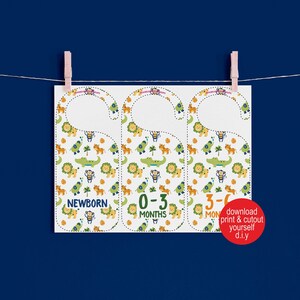 Baby Clothes Dividers, DIY x6, Safari animal wardrobe organisation, Baby Shower Gift - Digital Download, Instantly Print At Home & Cut Out