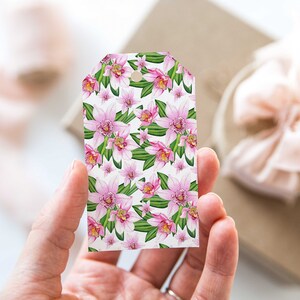 Etiquetas florais para presentes, etiquetas para presentes de orquídeas, etiquetas para presentes de dia das mães, etiquetas para presentes de flores, etiquetas para presentes botânicas, etiquetas bonitas, presentes em aquarela