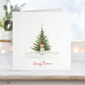 Kaart Cockapoo-kerstkaart gepersonaliseerd, Cockapoo witte bruine oren hond, hondenkerstkaart, liefde van de hondkaart. Los of pakket.