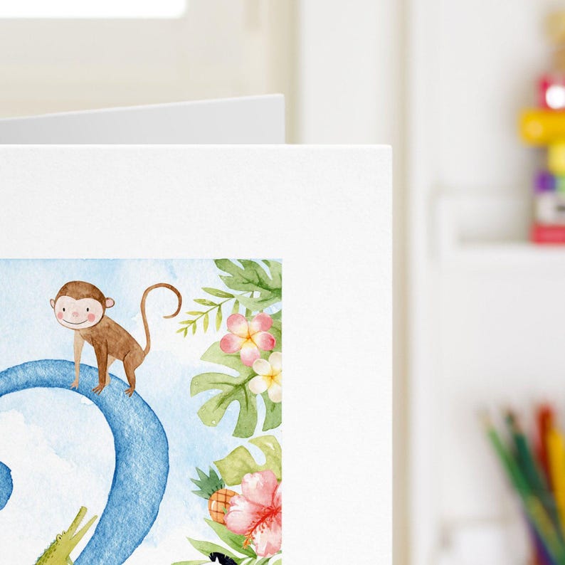 Safari 2nd Birthday Card: Personalized Kids Card