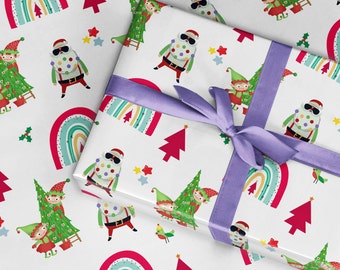 Disco Santa Christmas Wrapping Paper, Fun novelty gift wrap, Secret Santa Present Wrapping Paper, Christmas Party Gift Wrap, Fun cool funky