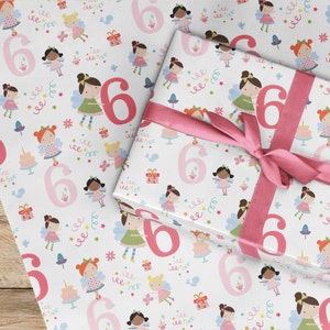 6.Geburtstag Geschenkpapier, Fee, Geschenkpapier, Fee, Kindergeburtstag, Geschenkpapier, 1 2 3 4 5 6 Geburtstagszahl