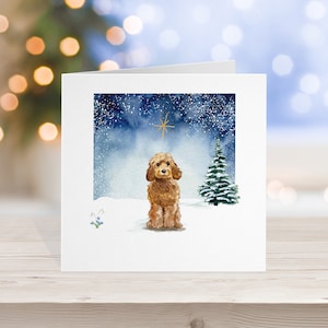 Pack van Cockapoo Dog kerstkaarten, Cockapoo dog kersttafereel, Dog kerstkaart, Love from the Pet dog Card