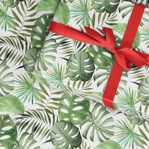 Papier d'emballage de feuille tropicale, plante de fromage suisse monstera en feuille de jungle avec une feuille verte, nouveau cadeau de plante pour la maison, dame des plantes