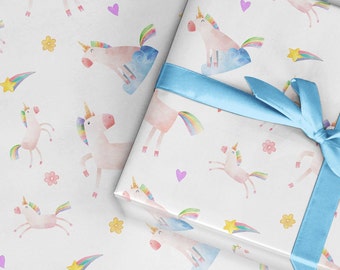 Pastel Unicorn Wrapping Paper: Rainbow Magical Gift Wrap