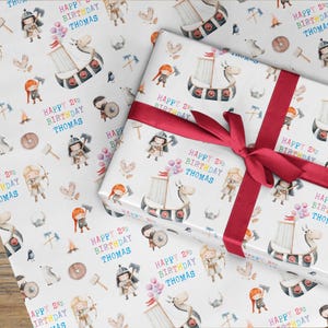 Wikinger Geschenkpapier - Wikinger Geschenkpapier - Geschenkrolle Kindergeburtstag - Geschenkpapier - Geschenkrolle - Geschenkrolle Hergestellt in Großbritannien