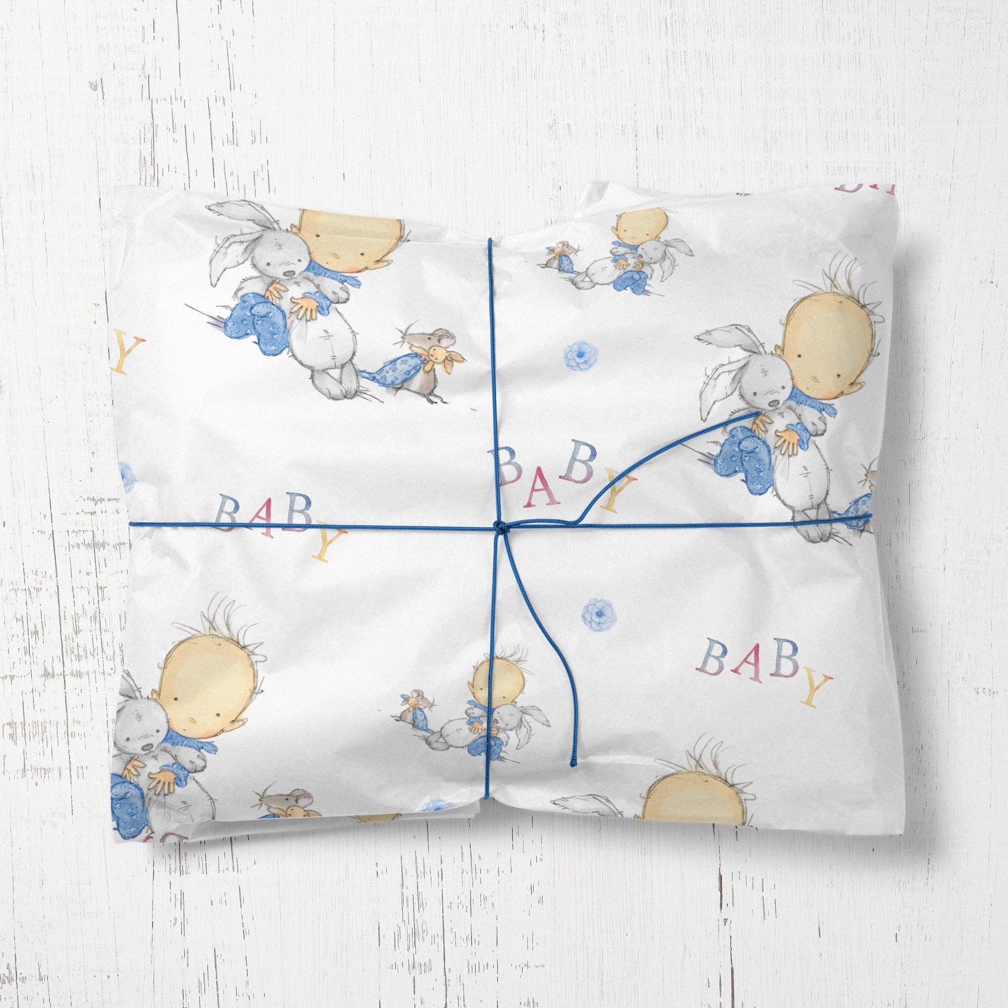 Baby Boys Wrapping Paper New Boy Gift Wrap Paper Blue Etsy UK