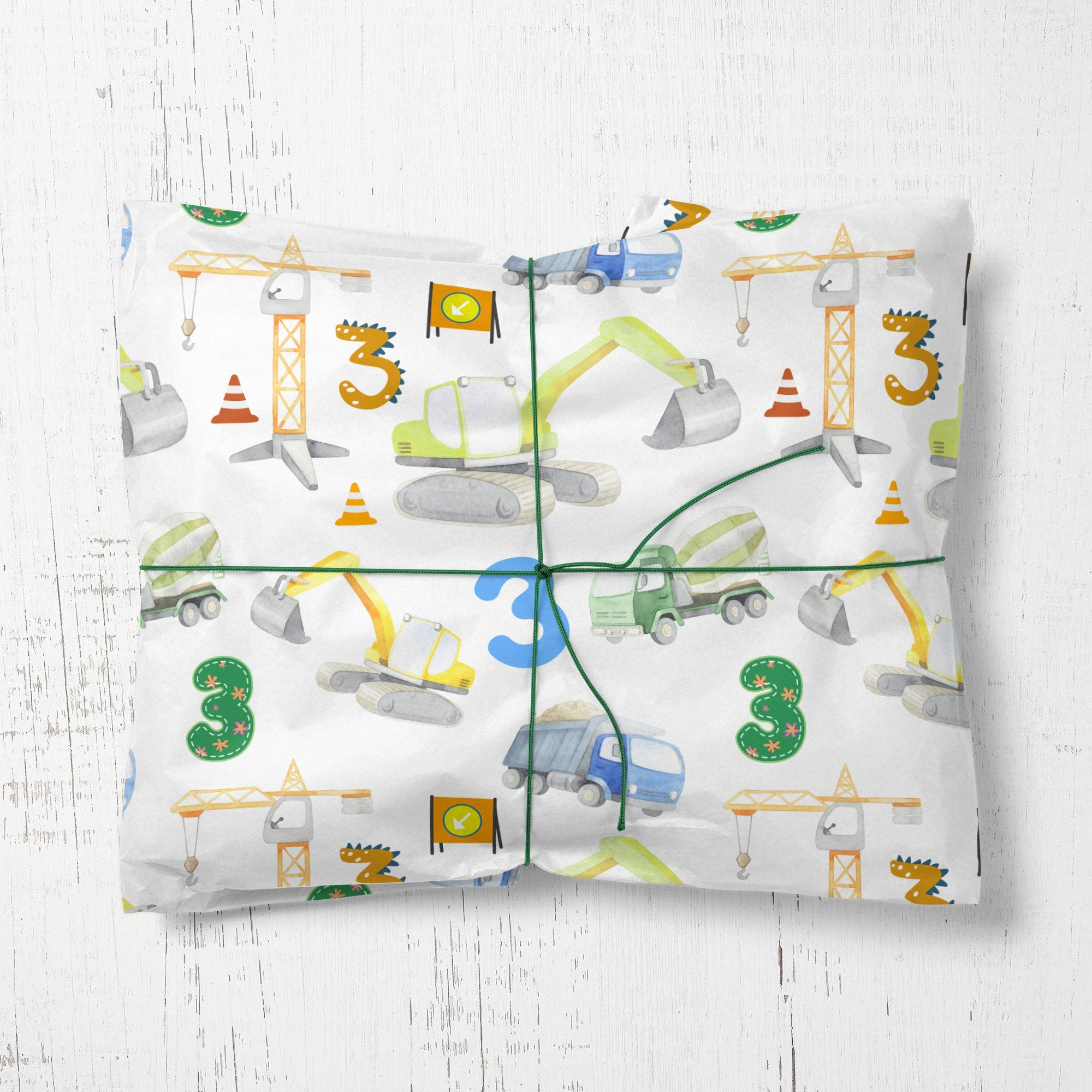 Wrapping Paper Roll 3rd Birthday Builder Construction Crane Etsy UK