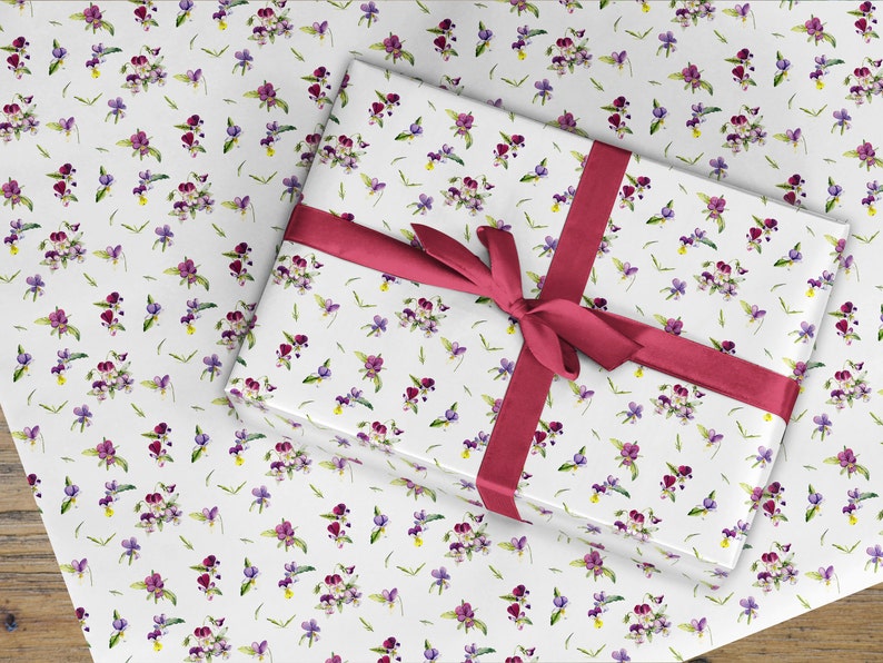 Wrapping Paper Roll Violets Wrapping Paper Gift Wrap Wild Etsy