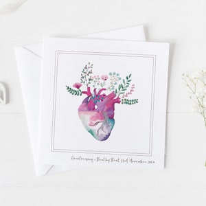 Heart Anniversary Card, Organ Donor, Donation, Recovery Transplant, Cancer Awareness, Brain, Liver, Kidney, Stomach, Intestine, Lungs