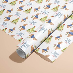 Rotolo di carta da regalo personalizzata a forma di coniglio di Natale, qualsiasi nome, carta da regalo natalizia per bambini, carta da regalo personalizzata per bambini, coniglio di Natale