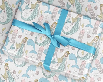 Mermaid Gift Wrap: Pretty Girls Birthday Wrapping Paper