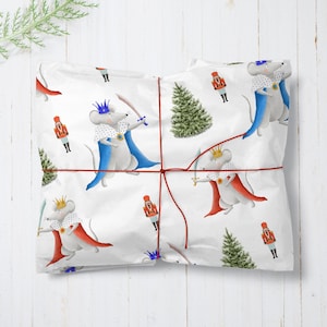 Papel de embrulho quebra-nozes, papel de embrulho de Natal do Rei Rato, papel de embrulho de presente quebra-nozes de Natal, papel de embrulho de presente de balé, Natal 2