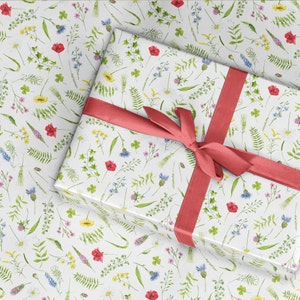 Rolo de papel de embrulho, papel de embrulho de flores silvestres, papel de embrulho de papoula, papel de embrulho de centáurea