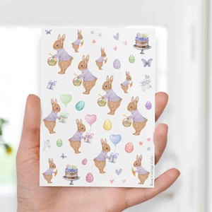 Osterei Hase Sticker Blätter x1, Pastel Kinder Eiersuche, Aufkleber Blätter niedliches süßes Aquarell, Journal Planer Tagebuch alternatives Geschenk