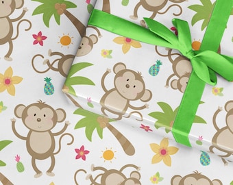 Monkey Jungle Safari Wrapping Paper: Kids Birthday Gift Wrap
