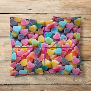 Papier cadeau Saint-Valentin 3D, effet amusant 3D, bonbons coeur doux, papier cadeau fantaisie amour galentines gay