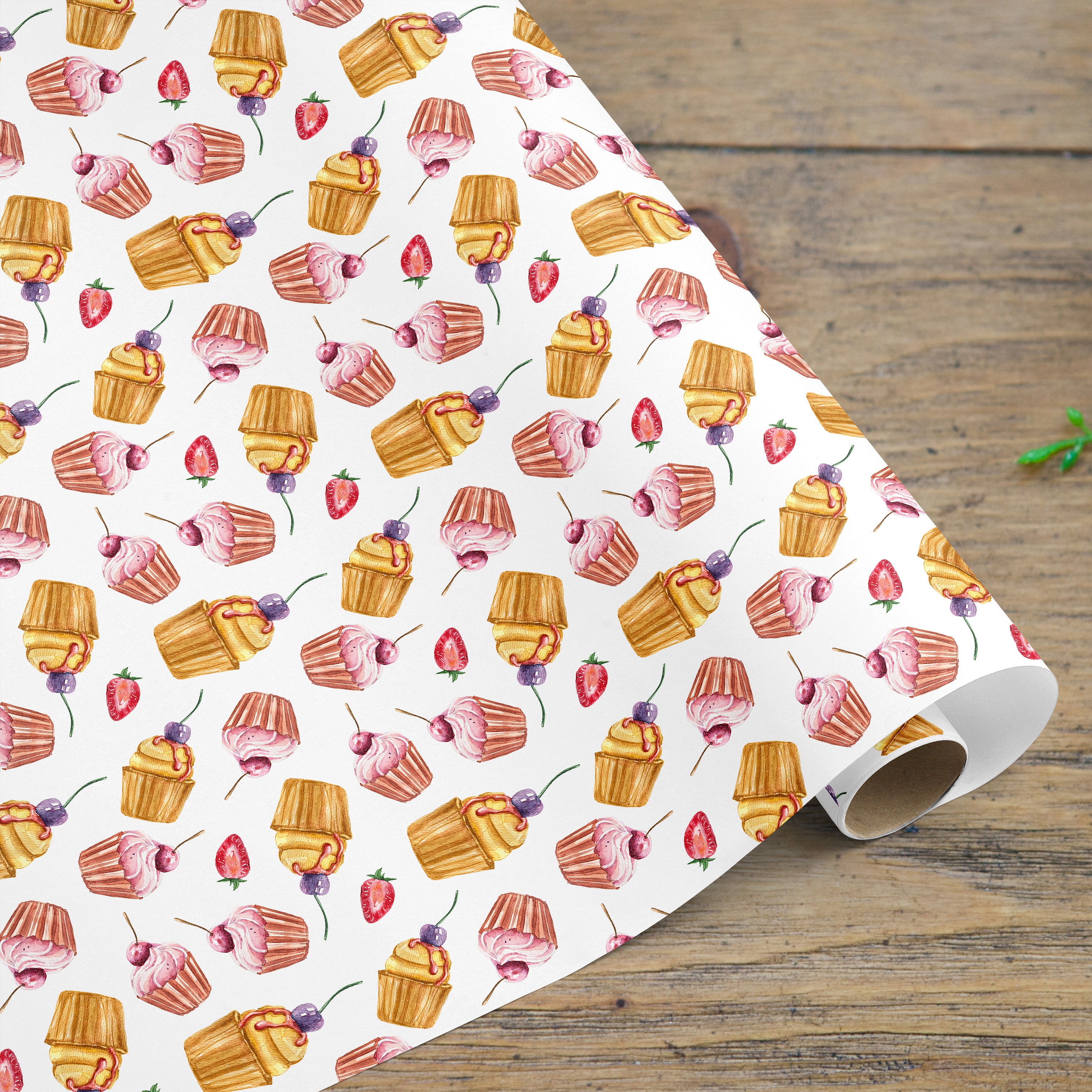 Cupcake Wrapping Paper Roll, cake wrapping paper, food decopatch paper