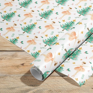 Papel de embrulho de Natal Sugar Plum Fairy Roll Quebra-nozes, Papel de embrulho de Natal para crianças, Soldado Bailarina Rei Rato Drosselmeyer Clara