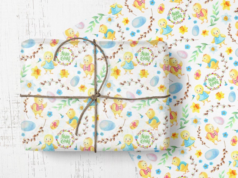 Vintage Easter Bunny Wrapping Paper Rabbit Design Easter Etsy
