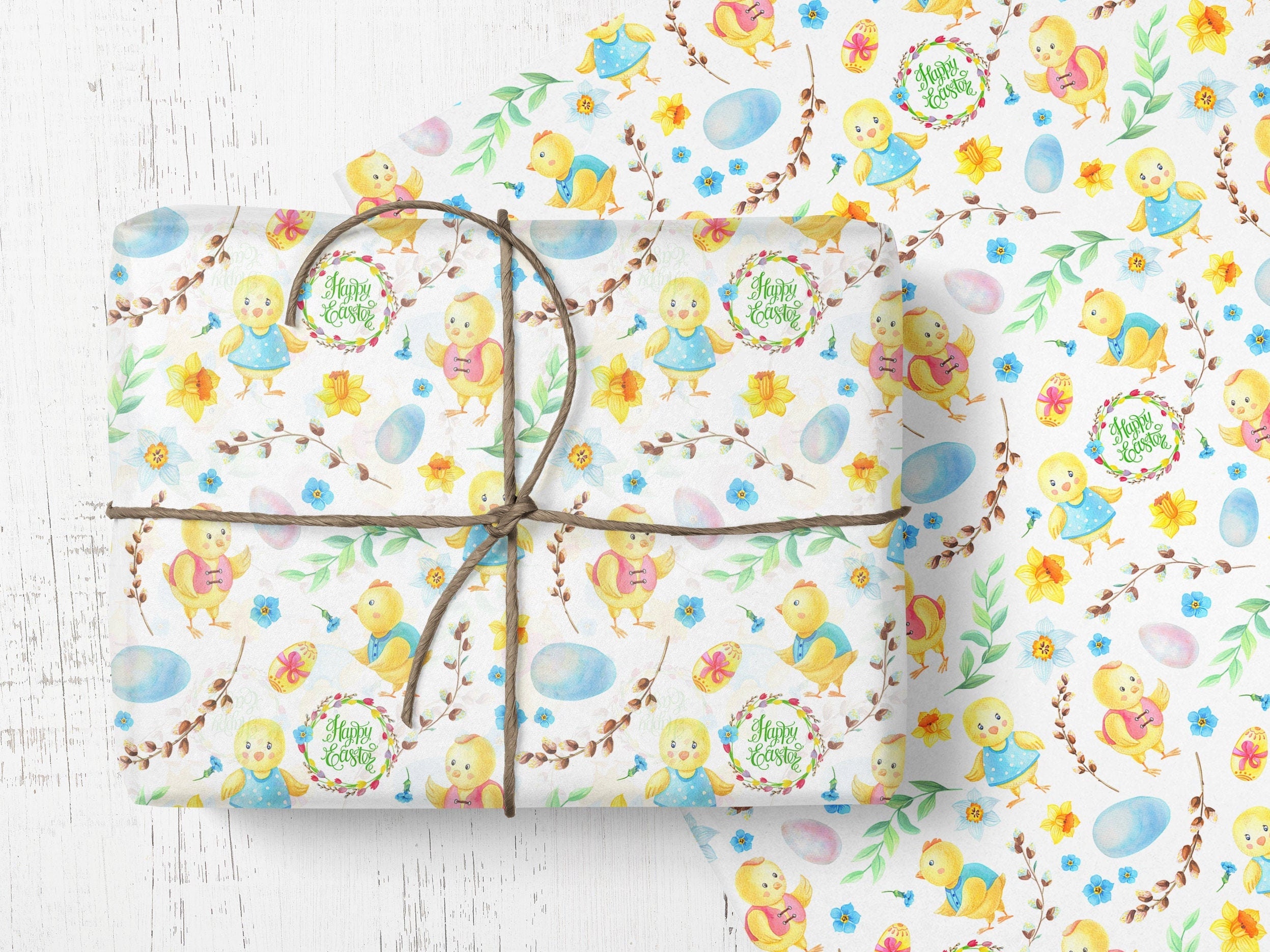 Vintage Easter Bunny Wrapping Paper Rabbit Design Easter Etsy