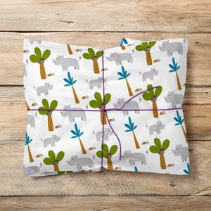 Carta da regalo rinoceronte, carta da regalo safari nella giungla, rotolo di carta da regalo con divertenti animali novità nel Regno Unito, carta da regalo per baby shower e compleanni, decopatch