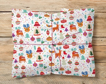 Scandinavian Christmas Wrapping Paper: Colorful Kids Gift Wrap