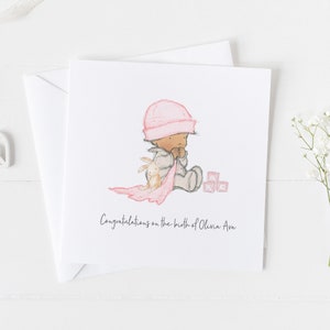 Nueva tarjeta de bebé personalizada para niñas y niños v5, Felicitaciones eres una nueva tarjeta de abuelo, tarjeta de hermana mayor, tarjeta de nueva madre