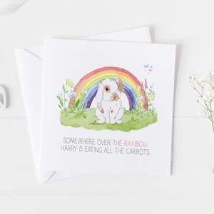 Tarjeta conmemorativa del conejo de la mascota.  Regalo conmemorativo para tu mascota v7