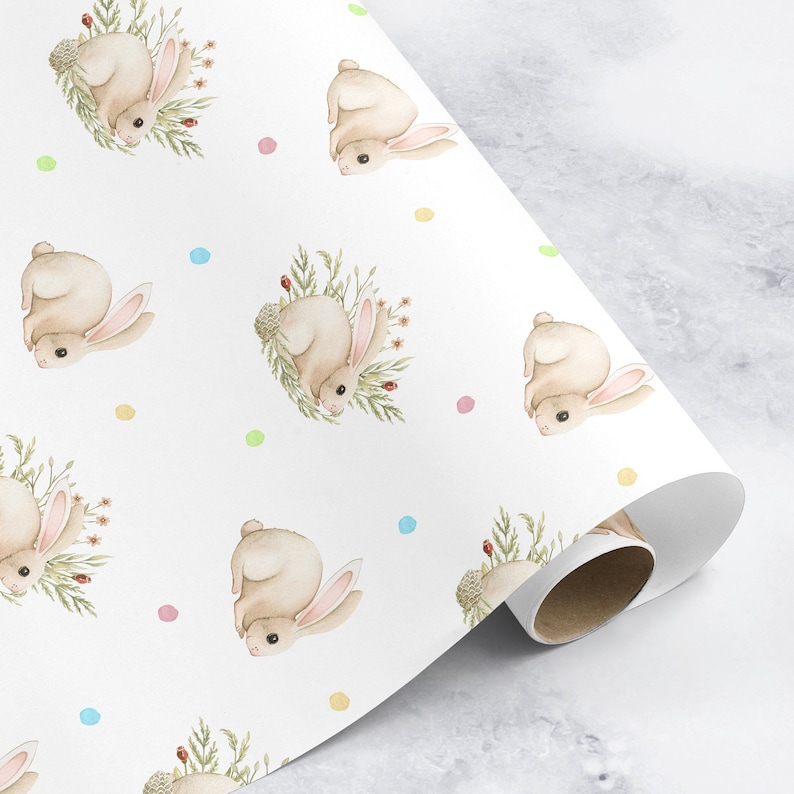 1st Gift wrap for Easter Bunny Wrapping paper watercolour illustrations Squirrel Wrapping paper for Hedgehog animal wrapping paper