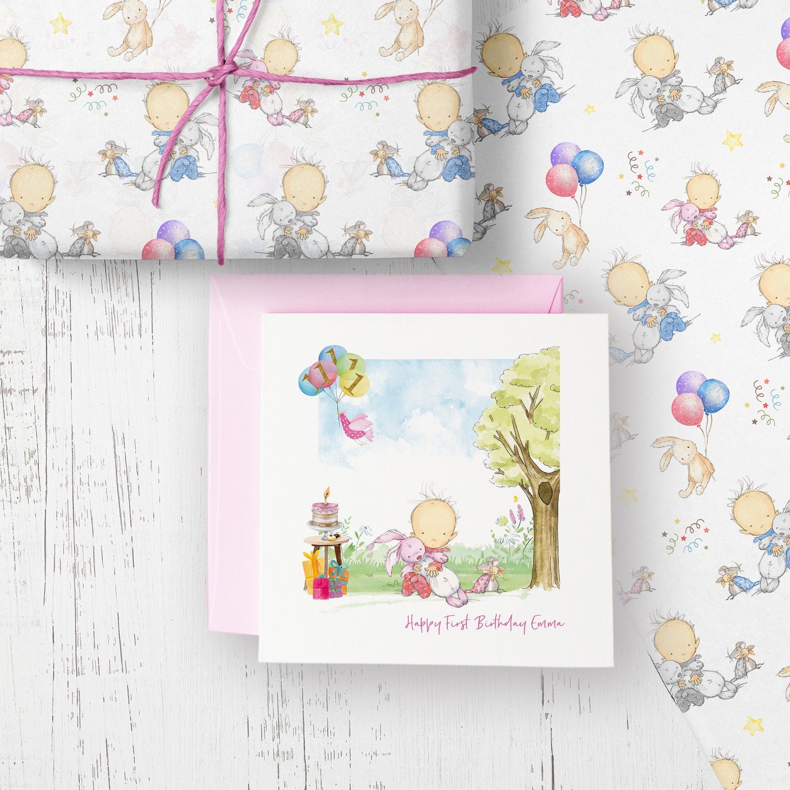 1st Birthday Card With Matching Wrapping Paper 1st Birthday Etsy UK