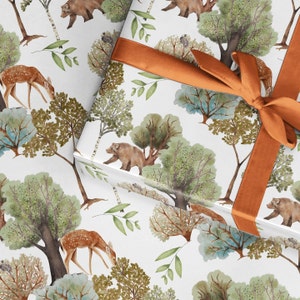 Rotolo di carta da regalo, rotolo di carta da regalo per compleanno Deer Woodland, bella carta da regalo