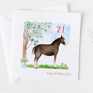 Carte d'anniversaire cheval, papier d'emballage assorti disponible, tout âge, carte d'anniversaire noire pour, carte équine équestre, idée déco cadeaux cheval 3
