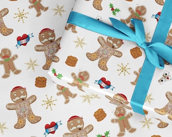 Tattoo Gingerbread Man Christmas Wrapping Paper