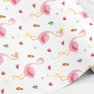 Papier d'emballage de fruits Flamingo, emballage cadeau bébé, cadeau garçon, papier cadeau fille