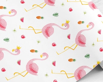 Pink Flamingo Gift Wrap: Tropical Party Wrapping Paper