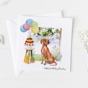 Carte d’anniversaire hongroise Vizsla et papier d’emballage assorti, tout âge, carte d’anniversaire de chien pour, anniversaire furbaby, anniversaire de chien rhodesian ridgeback