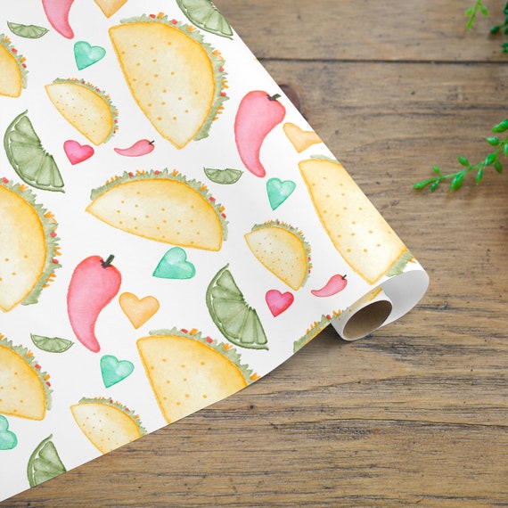 Taco Wrapping Paper Roll papel de envolver mexicano papel Etsy